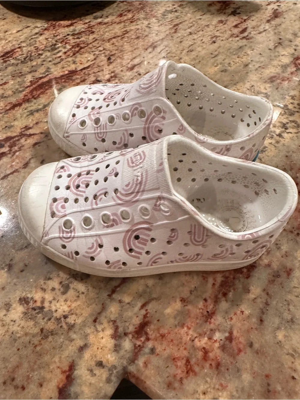 2 pairs of Native Toddler Silver Glitter Jefferson and white Slip-On Water Shoes
